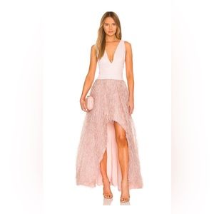 BCBG MAXAZRIA FEATHERED EVENING DRESS